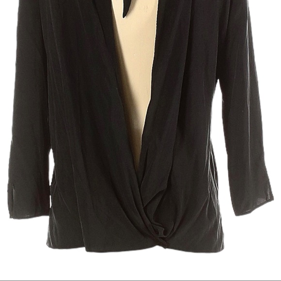 Zara Collection Black V-Neck Choker Lace Up Drape Open Back Blouse Size S - Picture 8 of 9